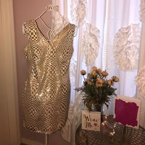 Chelsea and Violet Gold Sequin Evening Dress